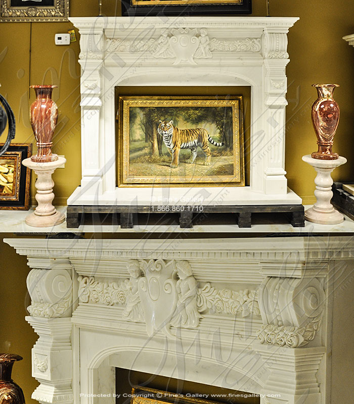 Marble Fireplaces  - Cherubs Marble Fireplace Mantel - MFP-480