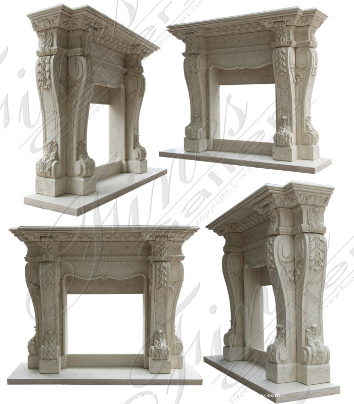 Marble Fireplaces  - Italian Perlato Marble Fireplace Mantel - MFP-1394
