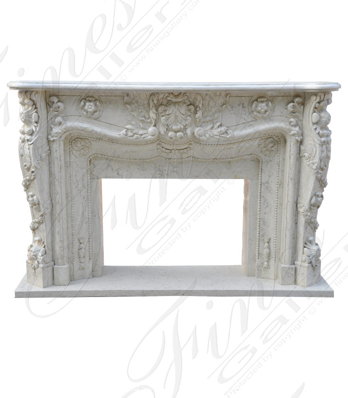 Marble Fireplaces  - Superb Louis XV French Style Marble Fireplace With Ornate Fascia  - MFP-107