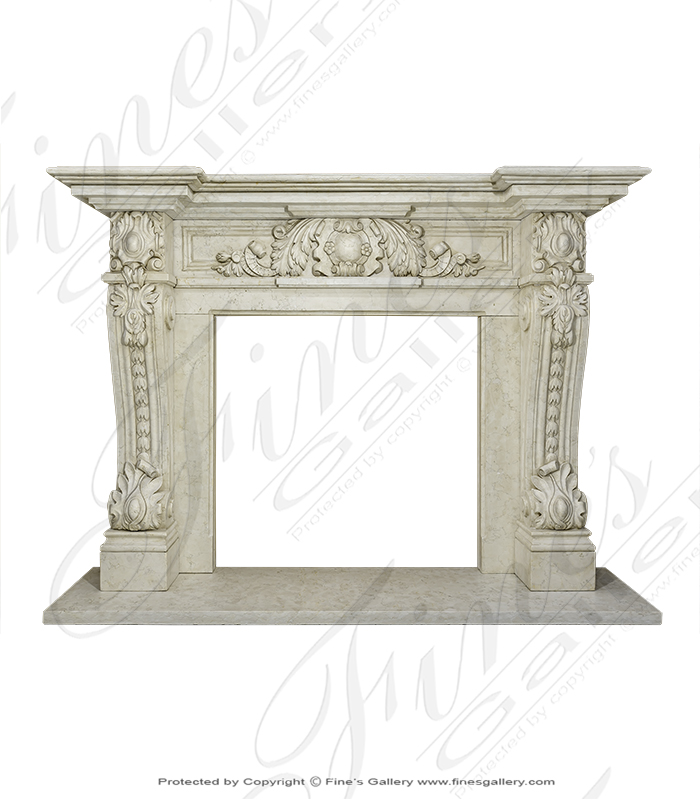 Marble Fireplaces  - Honey Tan Marble Fireplace - MFP-333