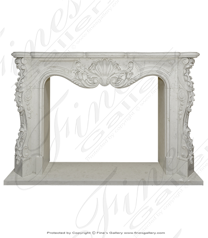 Marble Fireplaces  - Elegant French Louis XV Mantel In Carrara Marble - MFP-1111