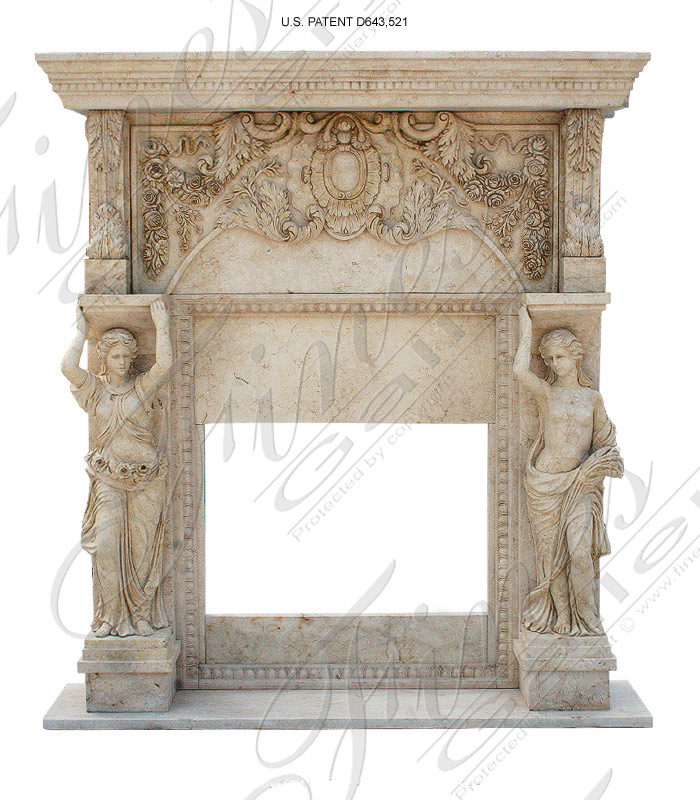 Marble Fireplaces  - Greco Roman Marble Fireplace Mantel - MFP-1314