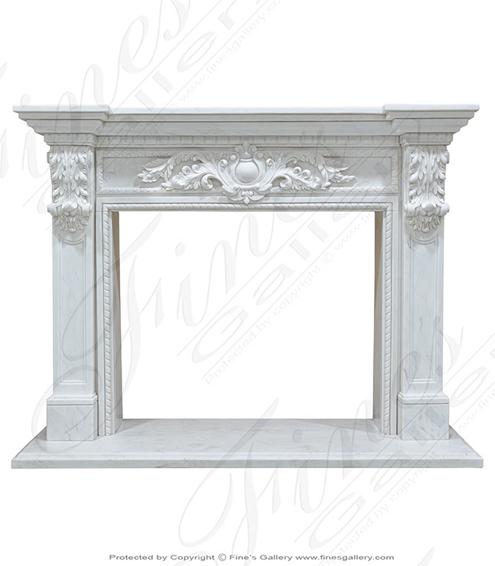 Marble Fireplaces  - A Spectacular Carved Marble Fireplace In Statuary White Marble - MFP-1355