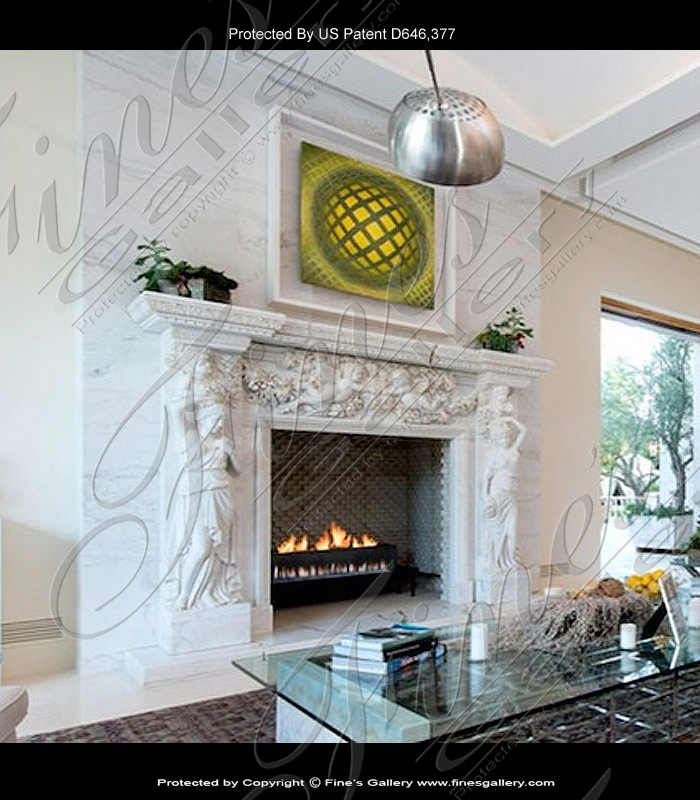 Marble Fireplaces  - Elegant White Marble Mantel - MFP-432