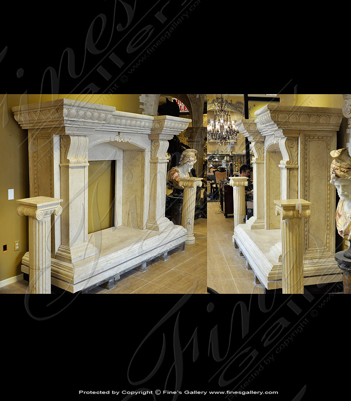 Marble Fireplaces  - Oversized Classical Mantel In Galala Marble - MFP-1378