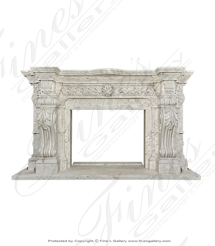 Search Result For Marble Fireplaces  - French Renaissance Style Travertine Fireplace Mantel - MFP-786