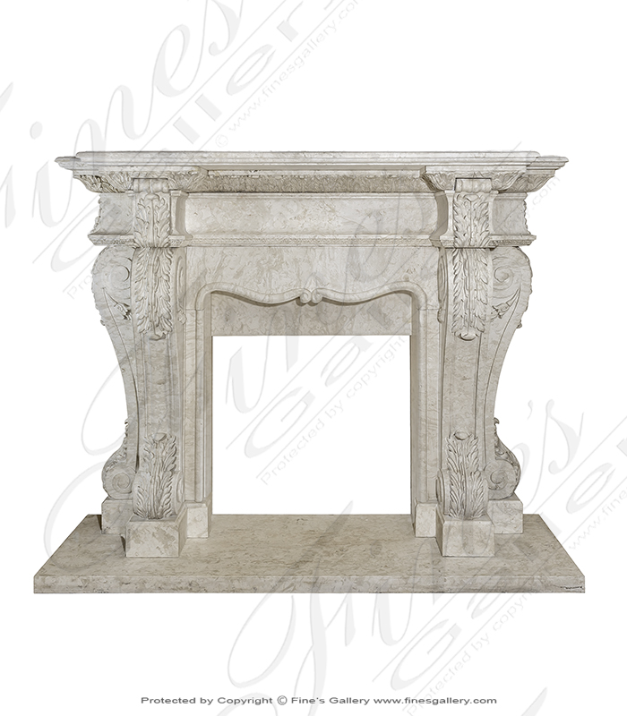 Marble Fireplaces  - Bianco Perlino Marble Fireplace Mantel - MFP-1282