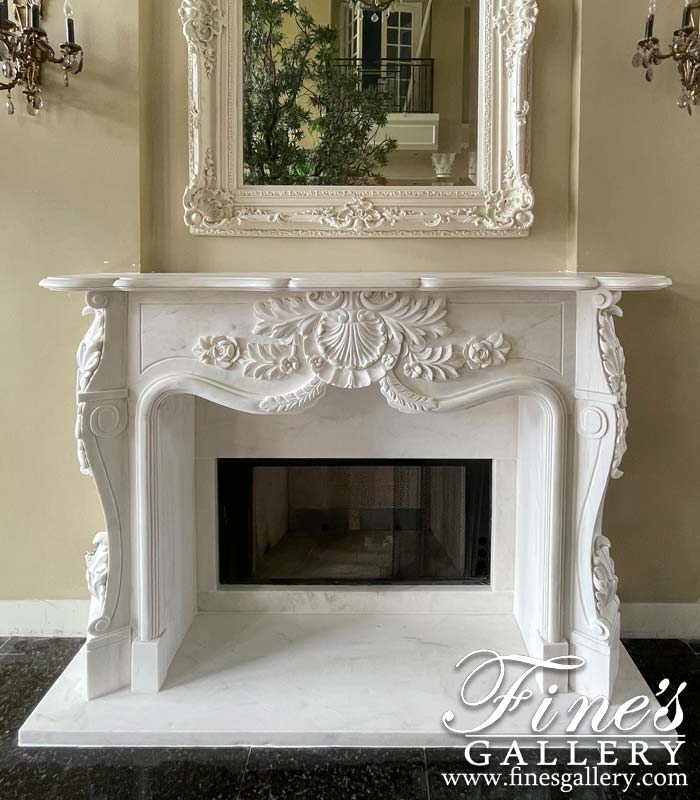 Search Result For Marble Fireplaces  - Lovely French Marble Mantel In Statuary White Marble - MFP-1396