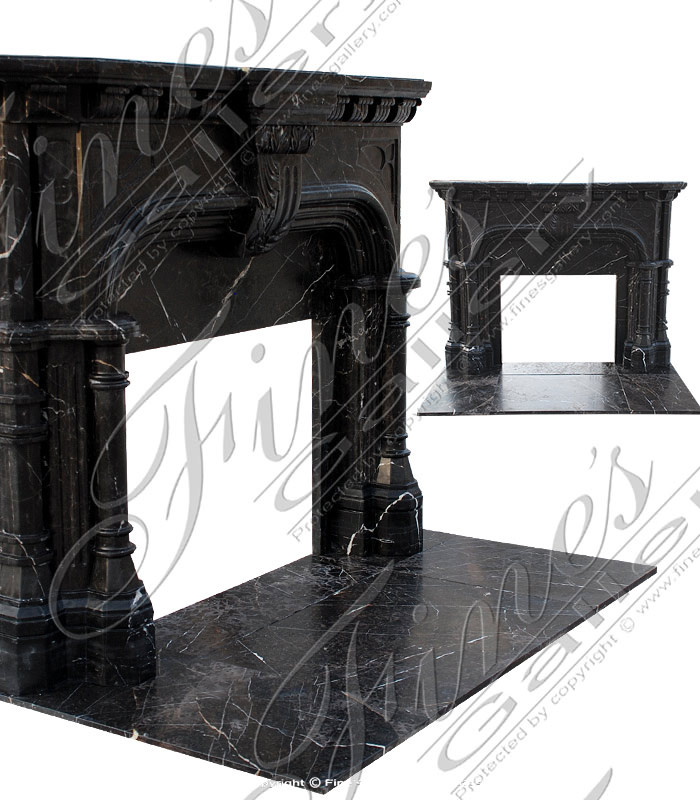 Marble Fireplaces  - Black Marble Tudor Fireplace - MFP-1407