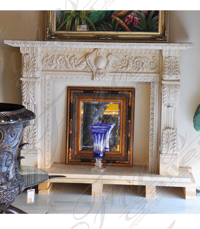 Marble Fireplaces  - Hand Carved Statuary Marble Mantel - MFP-997