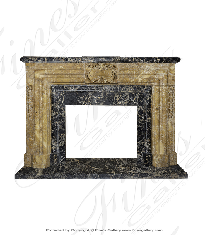 Marble Fireplaces  - Ornate Bolection Surround In Italian Nuvolato Etrusco Marble And Carribean Portoro - MFP-1445