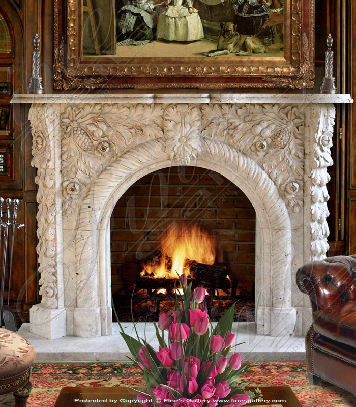 Marble Fireplaces  - Grape Archway Marble Mantel - MFP-146