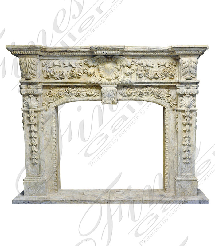 Marble Fireplaces  - Beige Marble Fireplace Mantel - MFP-1487