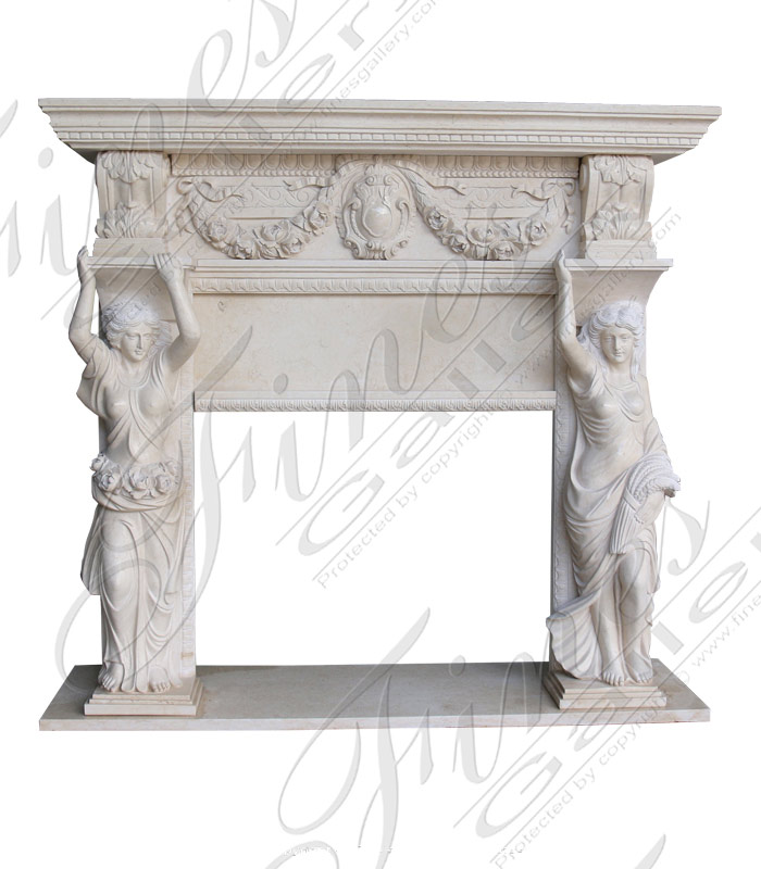 Marble Fireplaces  - Greco Roman Marble Fireplace Mantel - MFP-1314