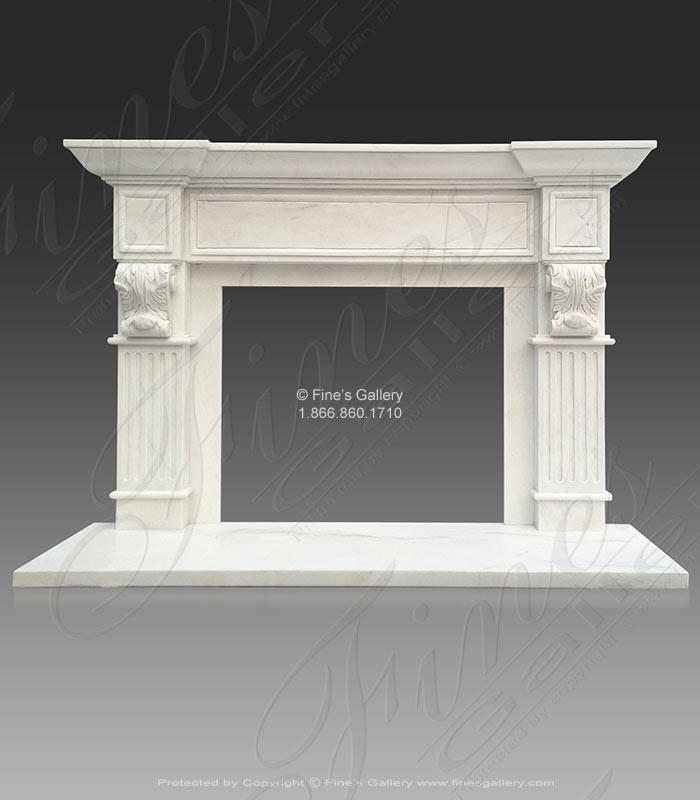 Marble Fireplaces  - White Marble Corbel Style Fire - MFP-1606