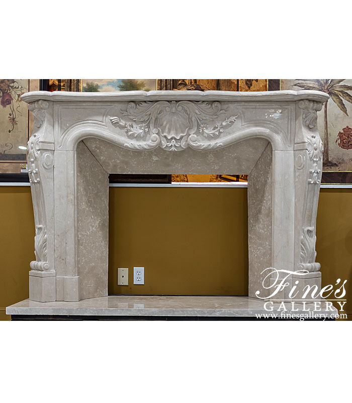 Search Result For Marble Fireplaces  - Louis XIV Botticino Semi Classico Fireplace Mantel - MFP-1584