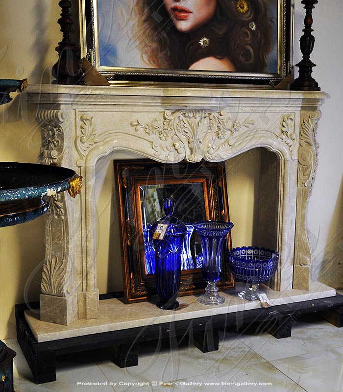 Marble Fireplaces  - French Country French Style Mantel In Egyptian Galala Marble - MFP-1116