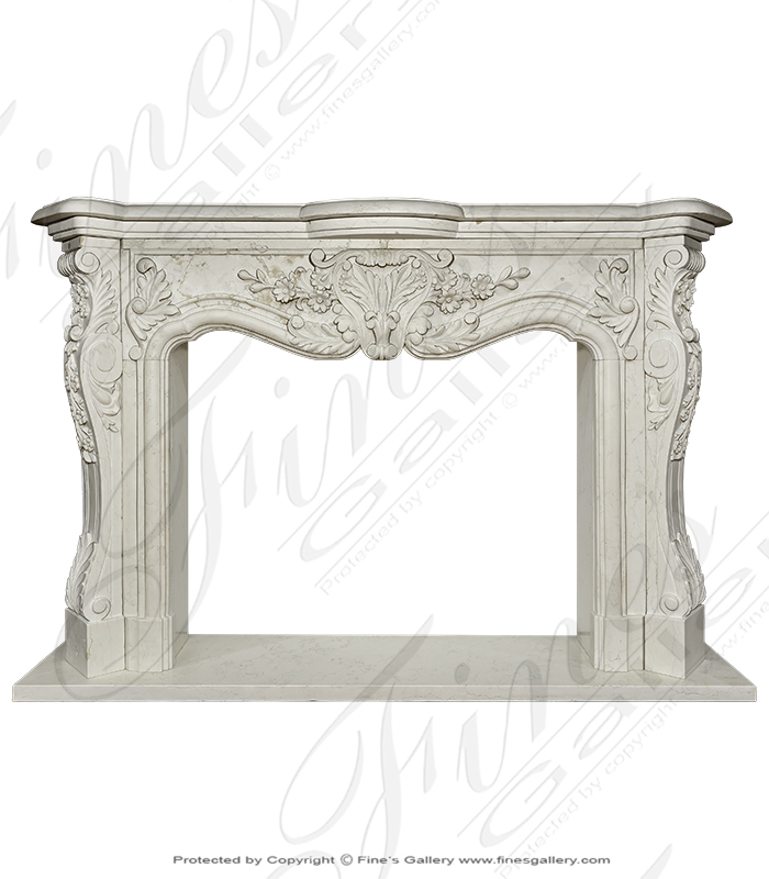 Marble Fireplaces  - White Marble French Fireplace - MFP-1140