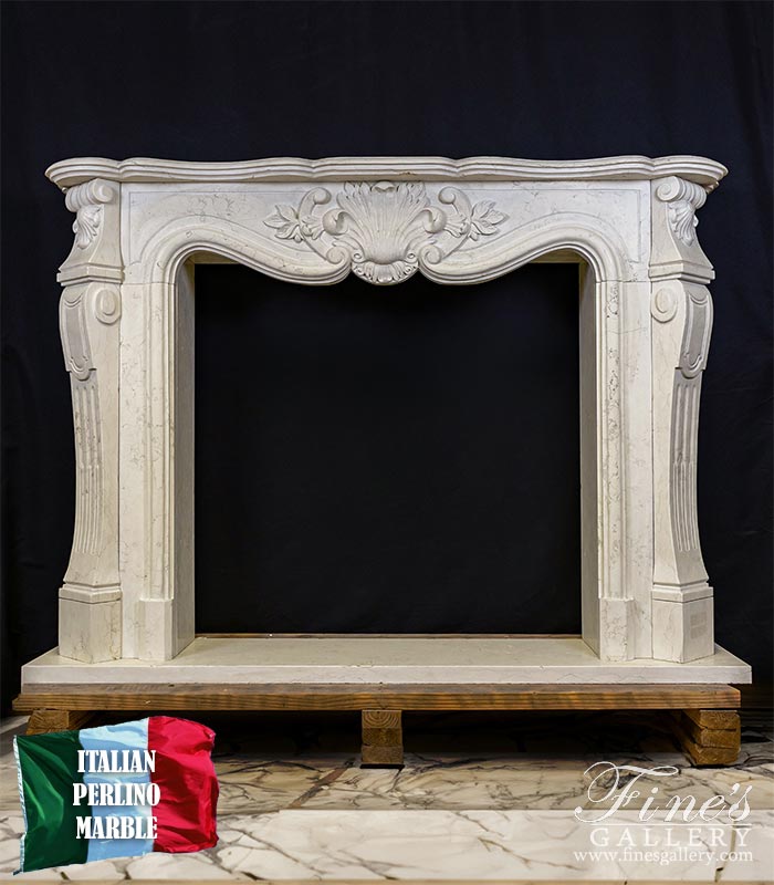 Marble Fireplaces  - Cream Colored Marble Fireplace Mantel - MFP-1138