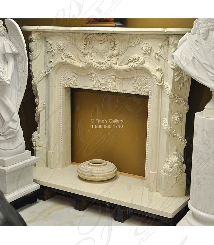 Marble Fireplaces  - Superb Louise XV French Style Marble Fireplace With Ornate Fascia  - MFP-107