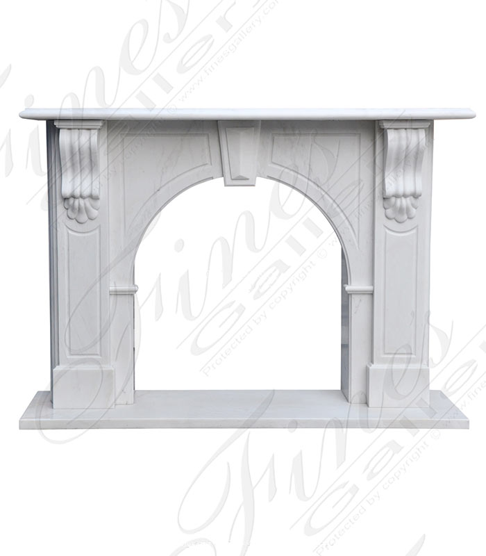 Marble Fireplaces  - Arched Fireplace In Statuary White Marble - MFP-1593