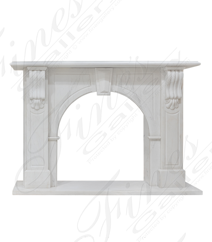 Marble Fireplaces  - Arched Fireplace In Statuary White Marble - MFP-1593