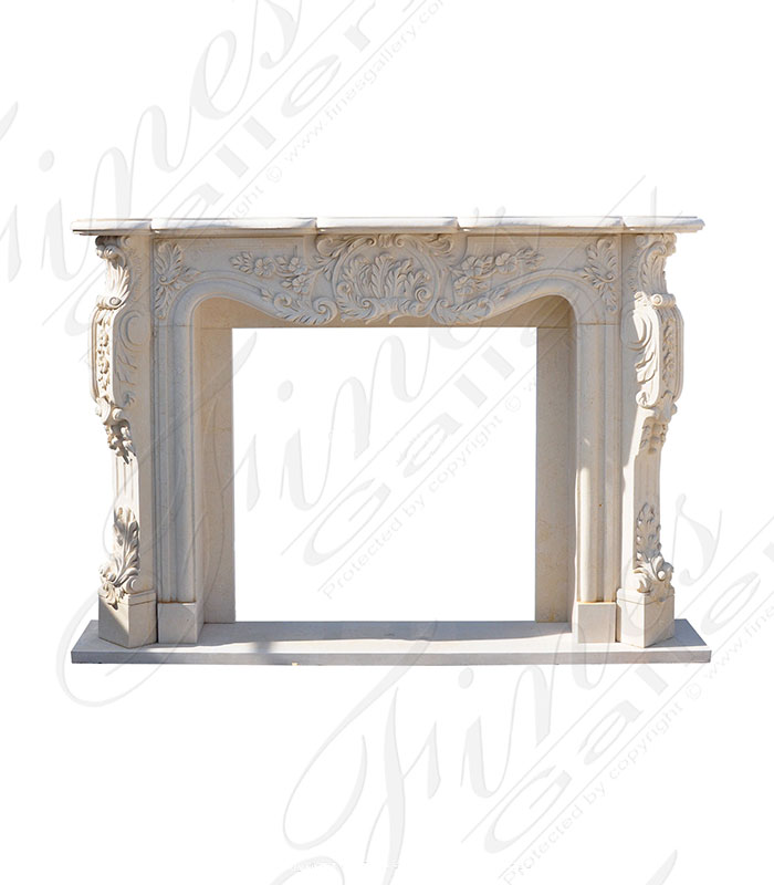 Marble Fireplaces  - Light Cream French Marble Mantel - MFP-1598