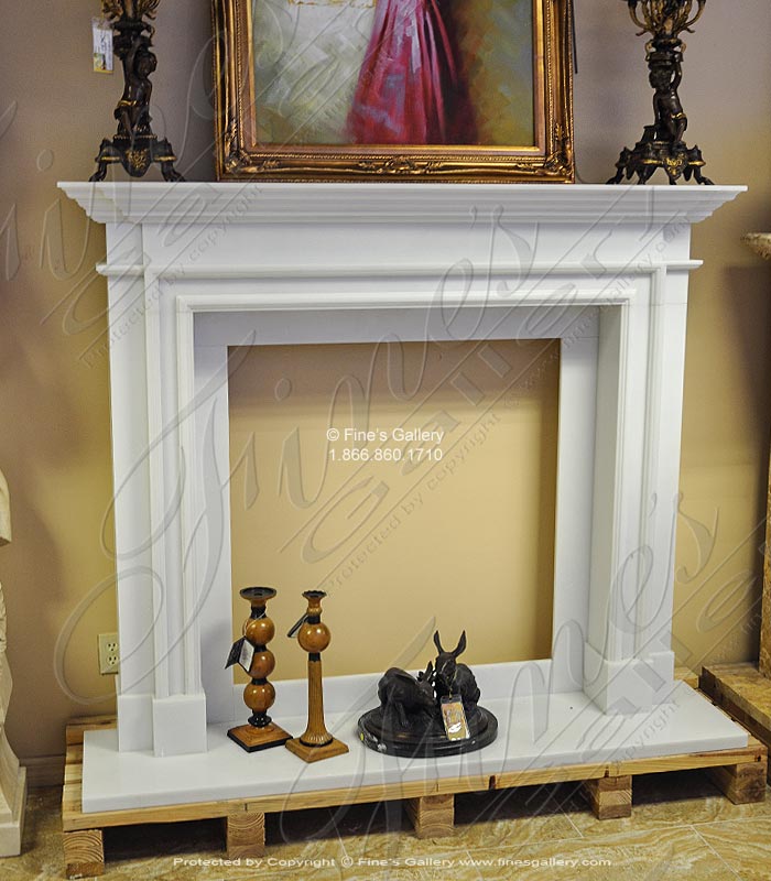 Marble Fireplaces  - Pure White Contemporary Mantel In Thassos Marble - MFP-1600