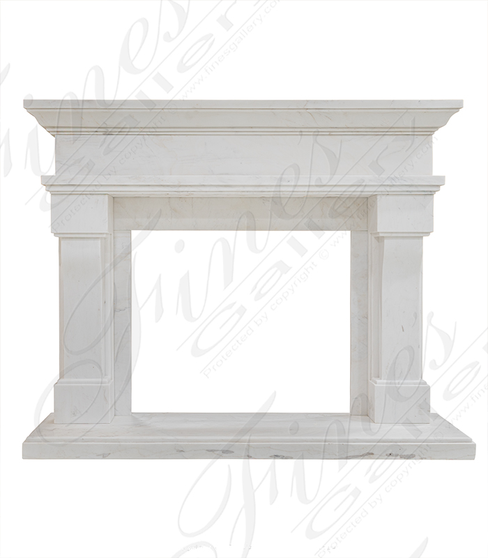 Marble Fireplaces  - Transitional White Marble Fire - MFP-1603