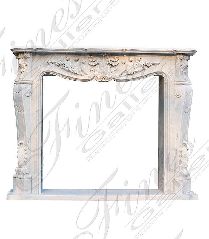 Marble Fireplaces  - French Style White Marble Fireplace Mantel - MFP-1580
