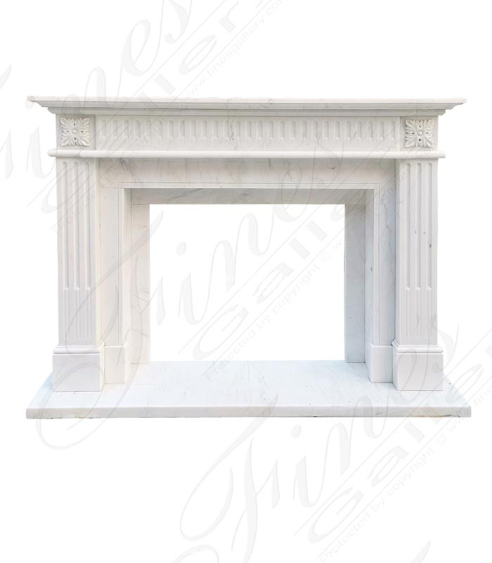 Marble Fireplaces  - Pure White Louis XVI Regency Marble Fireplace - MFP-1723
