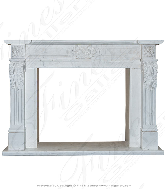 Fireplace Regencys  - Louis X Regency Style Marble Fireplace Mantel In Statuary White - MFP-1724