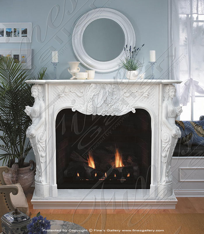 Marble Fireplaces  - French Floral Marble Fireplace - MFP-175