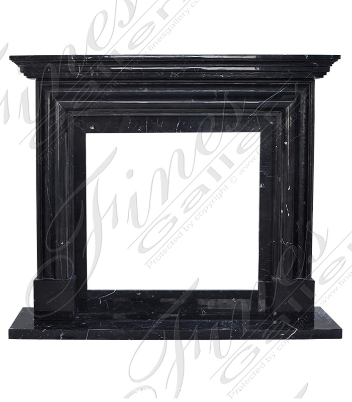 Marble Fireplaces  - Nero Marquina Bolection Fireplace Mantel With Shelf - MFP-1765