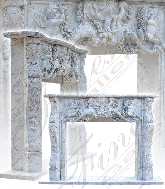 Marble Fireplaces  - Italian White Carrara Marble Fireplace - MFP-1766
