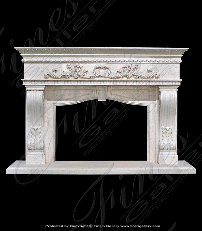 Marble Fireplaces  - Ivory Shell Marble Fireplace - MFP-1784