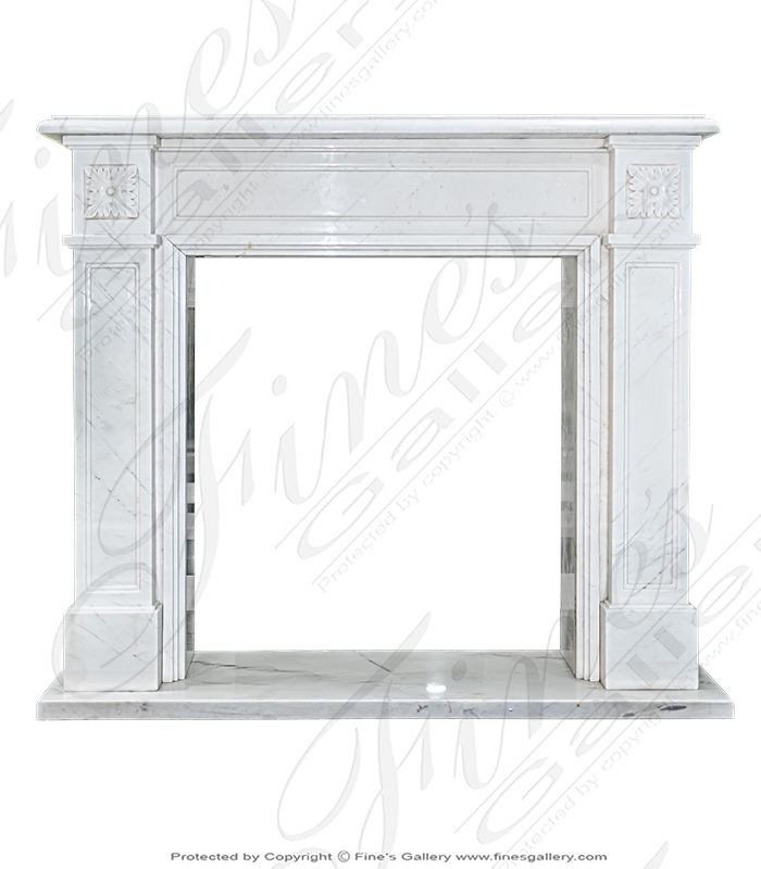 Marble Fireplaces  - Classic Statuary White Marble Fireplace - MFP-1787