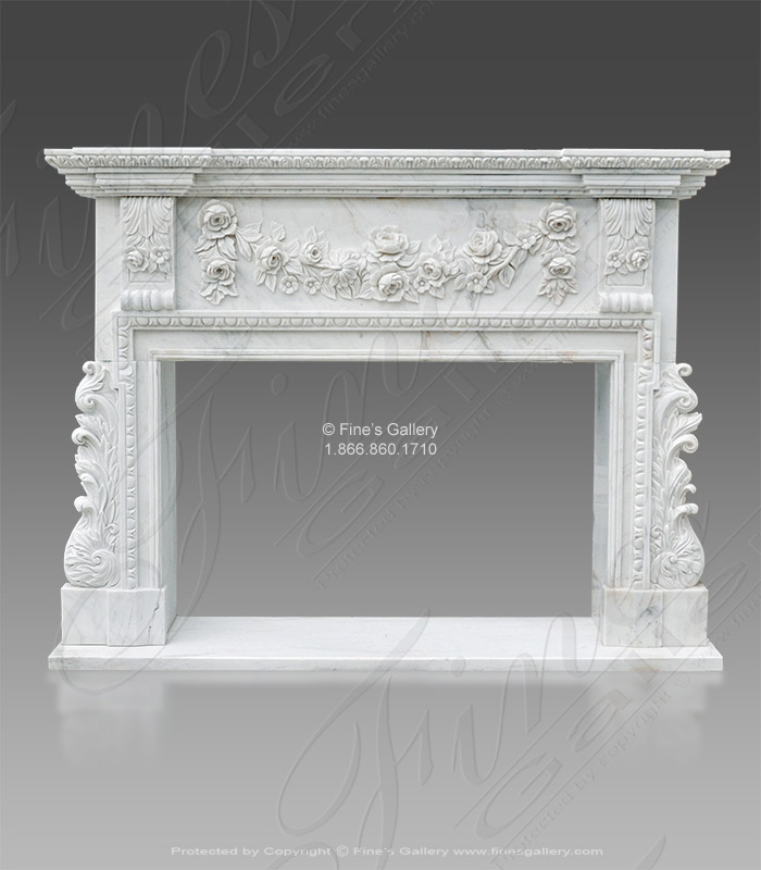 Marble Fireplaces  - Ornate French Country Rose Garlands Mantel - MFP-1807