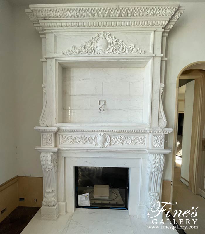 Search Result For Marble Fireplaces  - Classic Overmantel In Statuary White Marble - MFP-1820