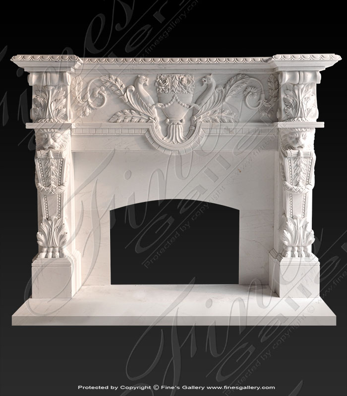 Marble Fireplaces  - Ornate Italian Style Marble Fi - MFP-1829