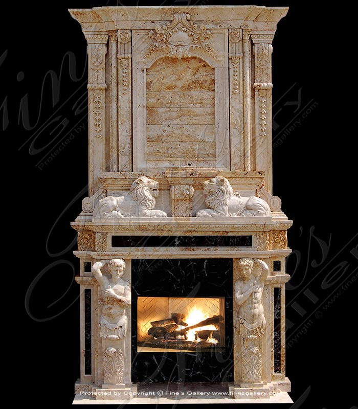 Marble Fireplaces  - Marble Fireplace With Over Mantel - MFP-182