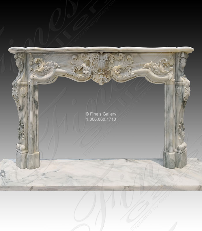 Marble Fireplaces  - King Rococo Mantel In Arabascato Marble - MFP-1887