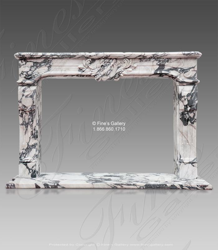 Marble Fireplaces  - Breche Violette Louise XV Marble Fireplace (New) - MFP-1889