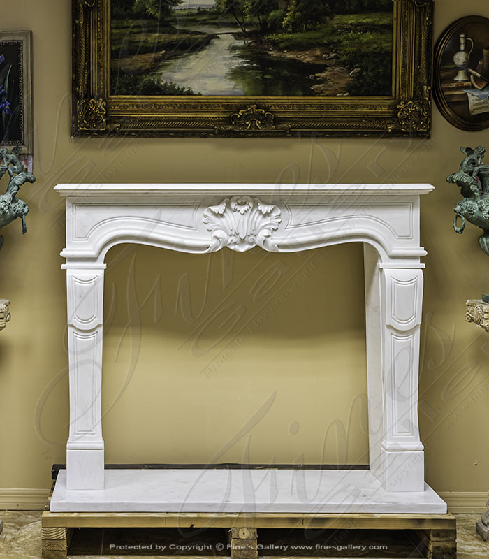 Marble Fireplaces  - Antique Style White Marble Fireplace - MFP-1914