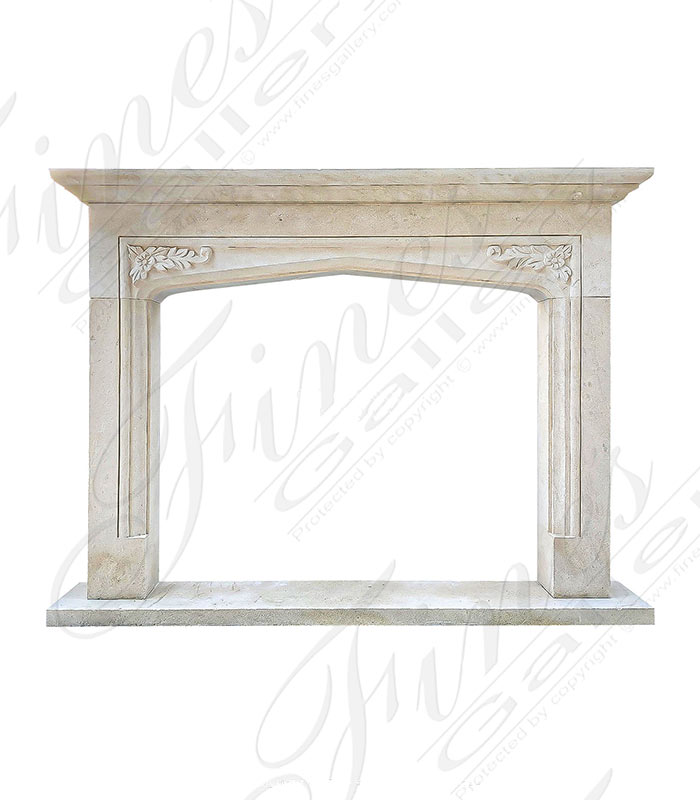 Marble Fireplaces  - Gothic Style Mantel Carved In French Limestone - MFP-1948