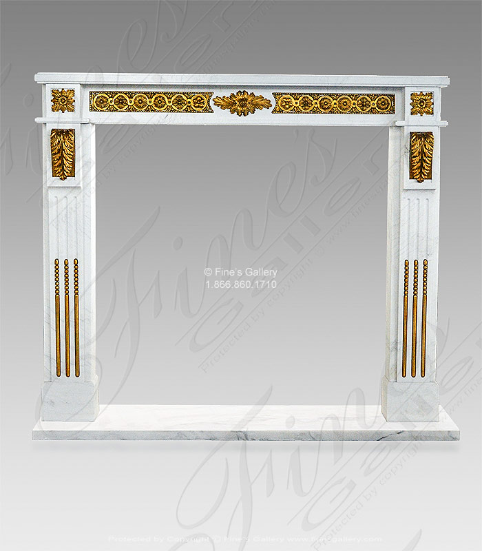 Marble Fireplaces  - Custom Marble And Bronze Regency Style Mantel - MFP-2031