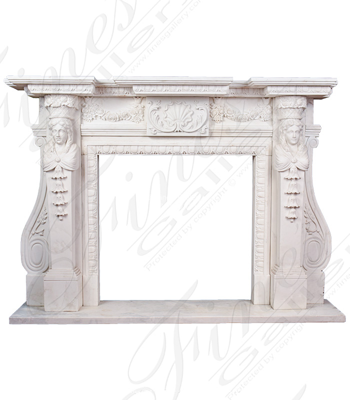 Marble Fireplaces  - Elegant Ornate Marble Fireplace - MFP-2035