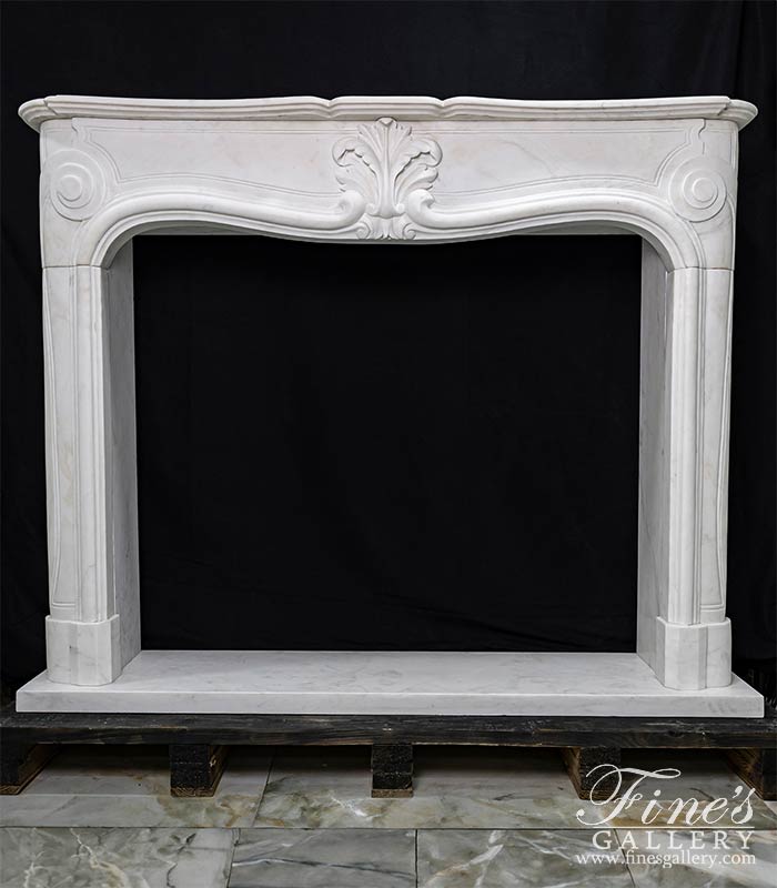 Marble Fireplaces  - Elegant Statuary White Marble Fireplace - MFP-2052