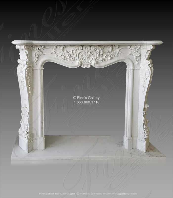Luxurious Rococo Mantel in Statuary White Marble