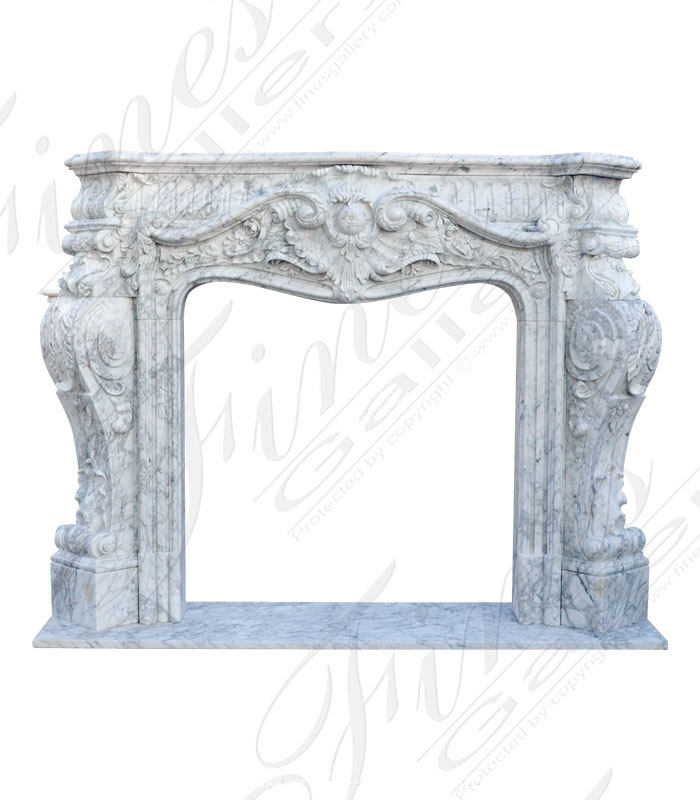 Marble Fireplaces  - Luxurious Rococo Arabascato Marble Fireplace - MFP-2088